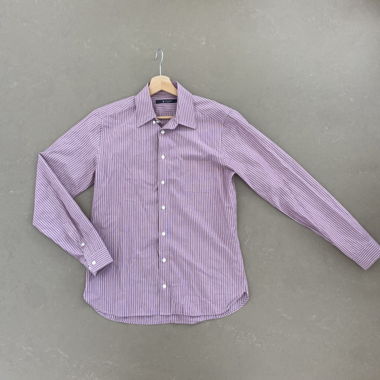 pink striped button-up 