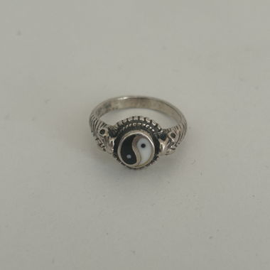 Silver Ring Ying Yang Snakes