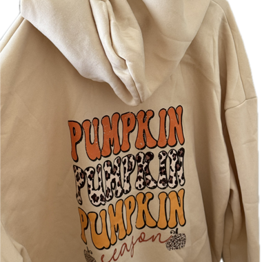 Beiger Kapuzenpulli mit Backprint (3XL)