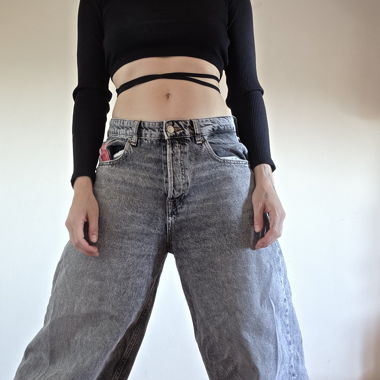 Black Lace-Up Crop Top