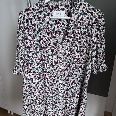 ba&sh floral ecru short-sleeve dress, size 1