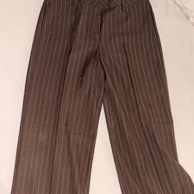 Brown Pinstripe Fabric Trousers Size L