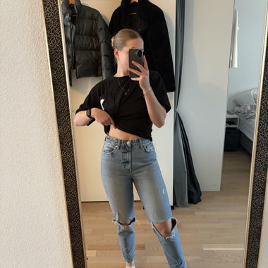 ZARA ripped mom jeans azzurro chiaro EUR 36