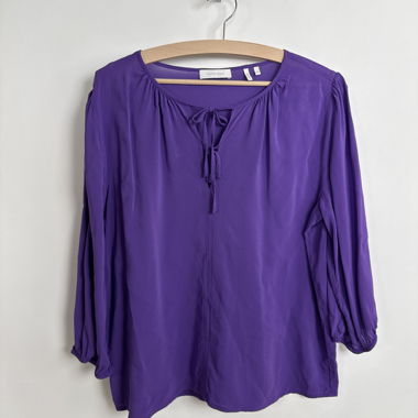 Purple Tie-Neck Blouse