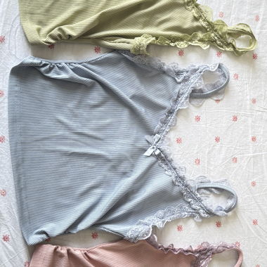 Lace Ribbed Tank Tops Set