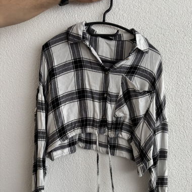 Karohemd, CropTop, mittellange Ärmel