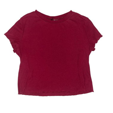 Top corto a balze bordeaux