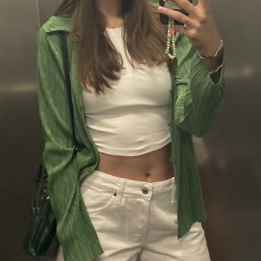 Blusa plissettata verde Zara M