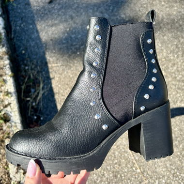 Black Heeled Ankle Boots, Size 37