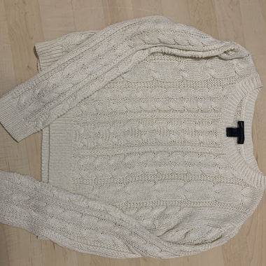 Beige Cable-Knit Sweater