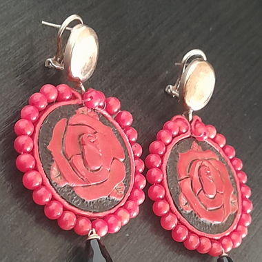 B.O en argent 925,Corail et Onyx véritable. 
