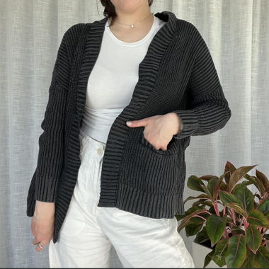 Cardigan ouvert en maille gris foncé