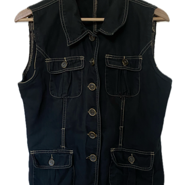 Black Vest with Contrast Stitching