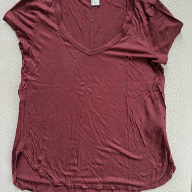 Burgundy V-Neck T-Shirt