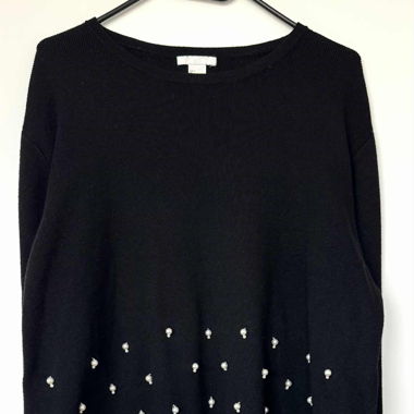 black sweater with pearls L 40 H&M