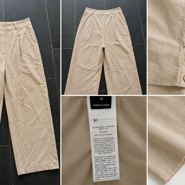 Pantalon en coton taille haute beige – Taille UE 38
