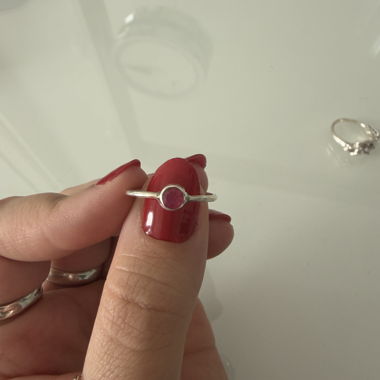 Silver ring with pink stone