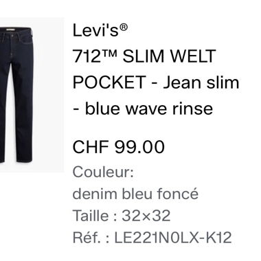 Levi’s 712 Slim Welt Pocket – Slim-Jeans (32x32)