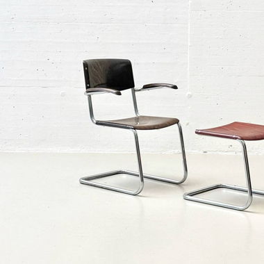 Freischwinger S43 with Stool by Mart Stam 1940s
