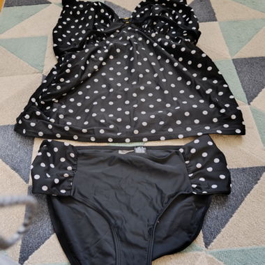 Black polka dot bikini set