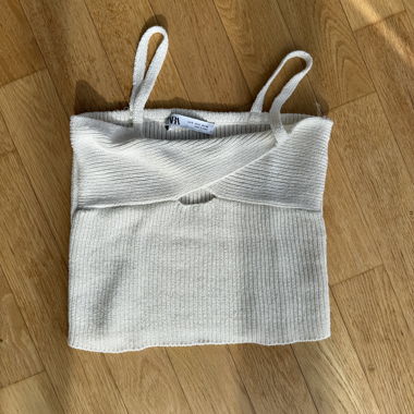 ZARA Strick-Croptop creme 