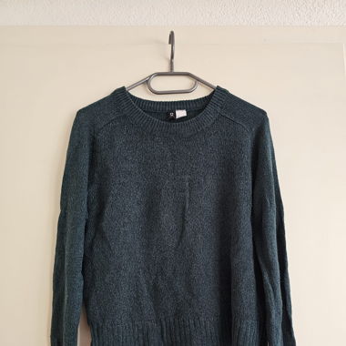 Pull crop-top tricoté turquoise 