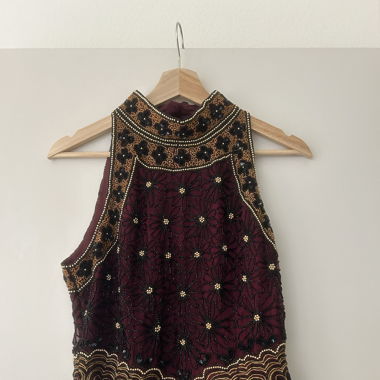 Vintage Silk Pailletten Oberteil
