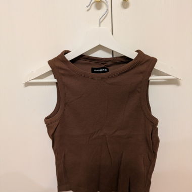 Brown Ribbed Tank Top
