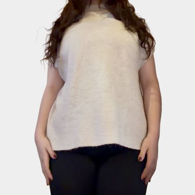 Poncho in maglia beige Tagl. XL