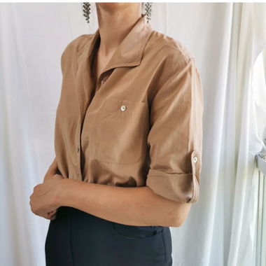 Silk blend vintage caffelatte blouse