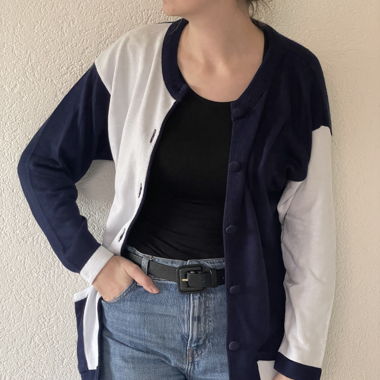 Jaquette bleu et blanc
