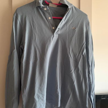 Polo a maniche lunghe azzurro chiaro