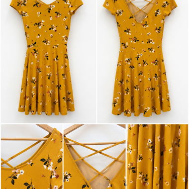 Robe florale jaune