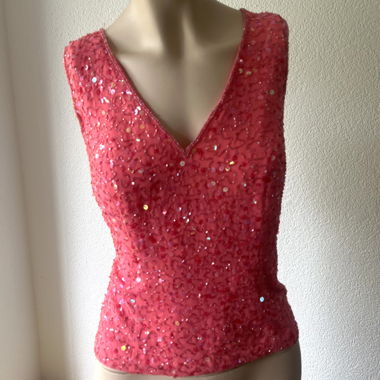 APART Hot Pink Sequin Beaded Sleeveless Top