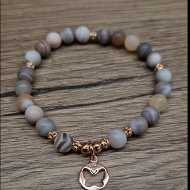 Botswana-Achat & Sterlingsilber rosé verg. 925 NEU
