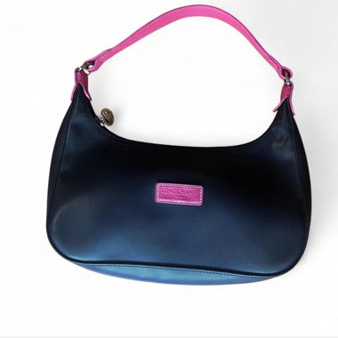 Pink and black Longchamp shoulder bag