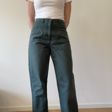 Pantalon large en coton vert