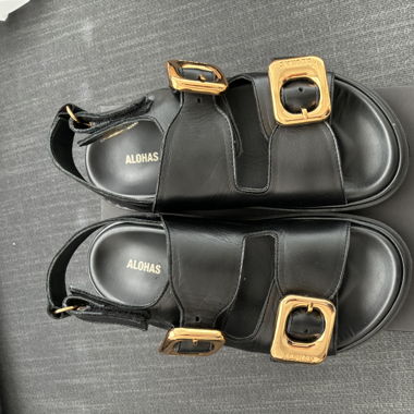 Daria Black Leather Sandals