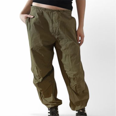 green parachute pants, size xs
