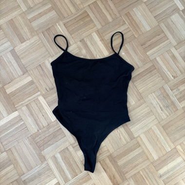Black bodysuit with thin straps