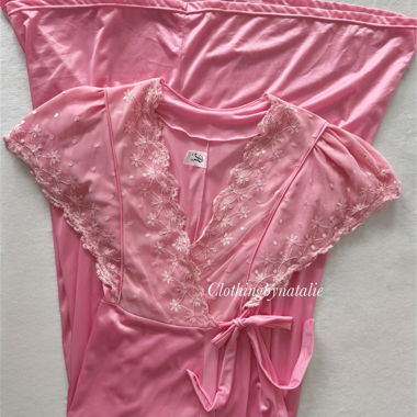 Camicia da notte in nylon rosa romantico taglia S/M