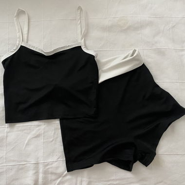 Black Crop Top Set