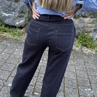 Dark women’s pants with wide legs