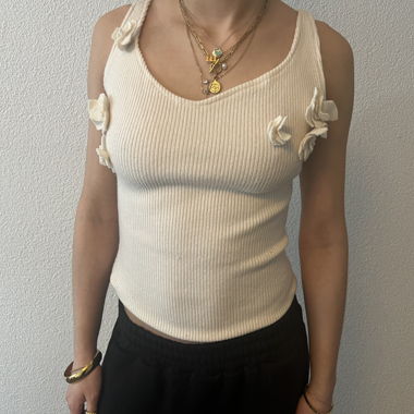 Top a fiori beige