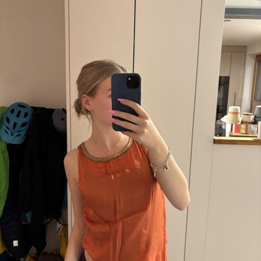Top satiné orange bohème