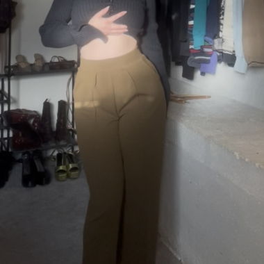 Pantaloni da completo a vita alta verde oliva