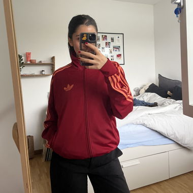 Red Adidas zip jacket