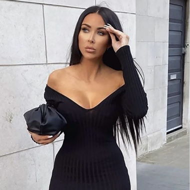 Black Long Dress One Size 