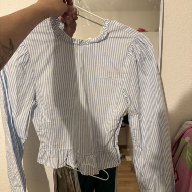 Striped Women’s Blouse with Ruffles