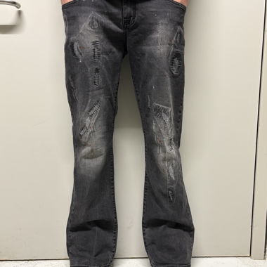 Distressed black Japanese type denim